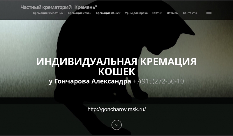 Кремация кошек в Москве у Гончарова.